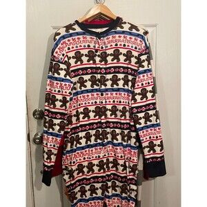 Lazy One XL Buffalo plaid button up Christmas holiday 1 piece butt flap pajamas